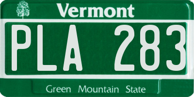VT license plate PLA283