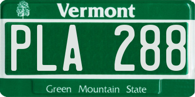 VT license plate PLA288