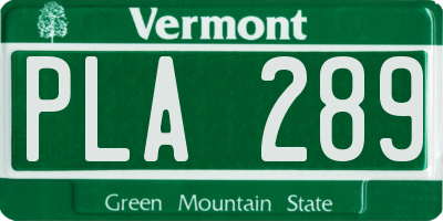 VT license plate PLA289