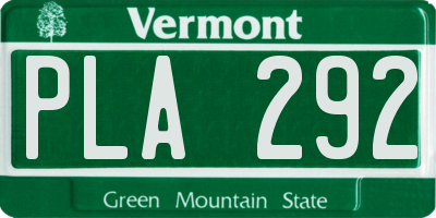 VT license plate PLA292