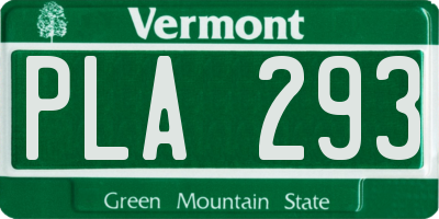 VT license plate PLA293