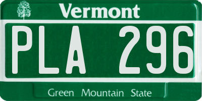 VT license plate PLA296