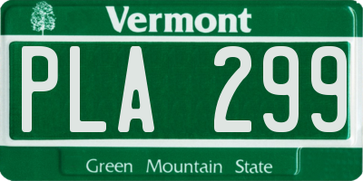 VT license plate PLA299