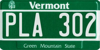 VT license plate PLA302
