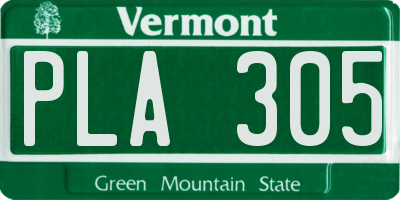 VT license plate PLA305