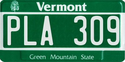 VT license plate PLA309