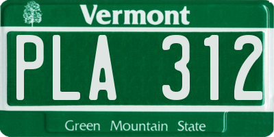 VT license plate PLA312