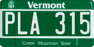 VT license plate PLA315