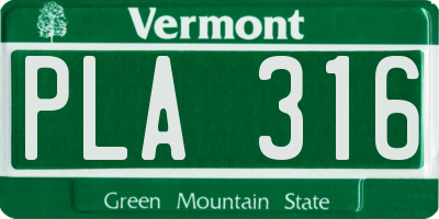 VT license plate PLA316