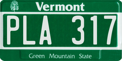 VT license plate PLA317