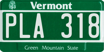 VT license plate PLA318