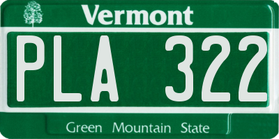 VT license plate PLA322
