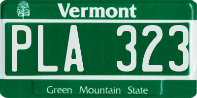 VT license plate PLA323