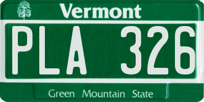 VT license plate PLA326