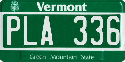 VT license plate PLA336
