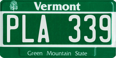 VT license plate PLA339