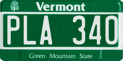 VT license plate PLA340