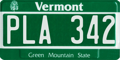 VT license plate PLA342