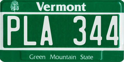VT license plate PLA344