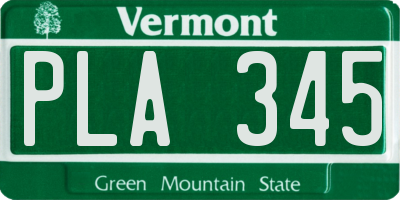 VT license plate PLA345