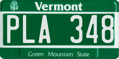 VT license plate PLA348