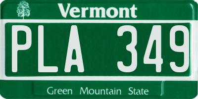 VT license plate PLA349