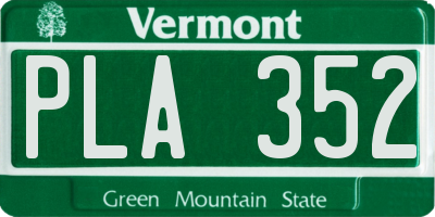 VT license plate PLA352