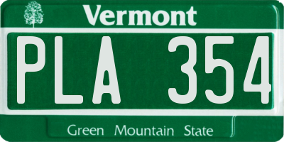 VT license plate PLA354
