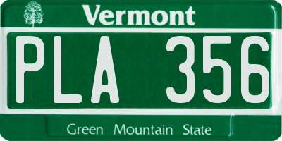 VT license plate PLA356