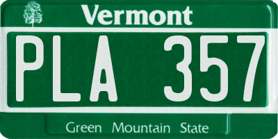 VT license plate PLA357