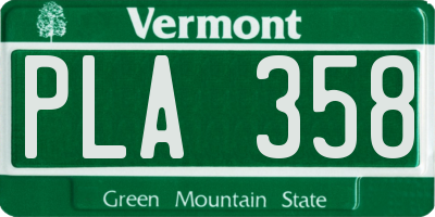 VT license plate PLA358