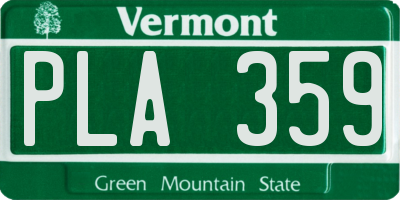 VT license plate PLA359