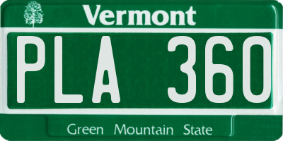 VT license plate PLA360