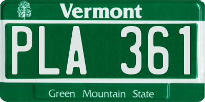 VT license plate PLA361