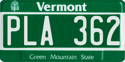 VT license plate PLA362