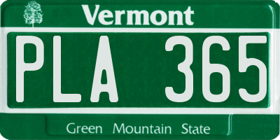 VT license plate PLA365