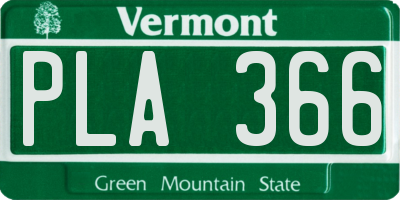 VT license plate PLA366