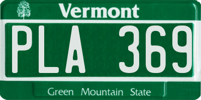 VT license plate PLA369