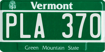 VT license plate PLA370