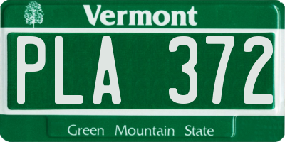 VT license plate PLA372