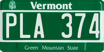 VT license plate PLA374