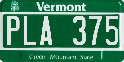 VT license plate PLA375