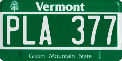 VT license plate PLA377