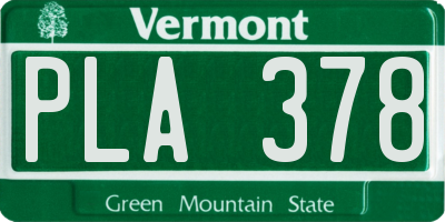VT license plate PLA378