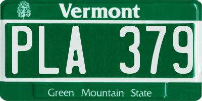 VT license plate PLA379