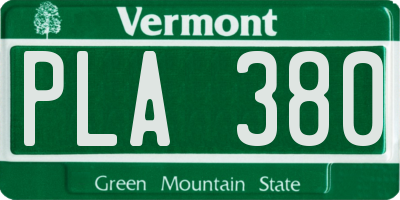 VT license plate PLA380