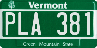 VT license plate PLA381