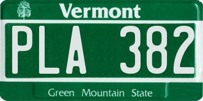 VT license plate PLA382