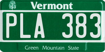 VT license plate PLA383