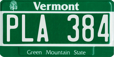 VT license plate PLA384